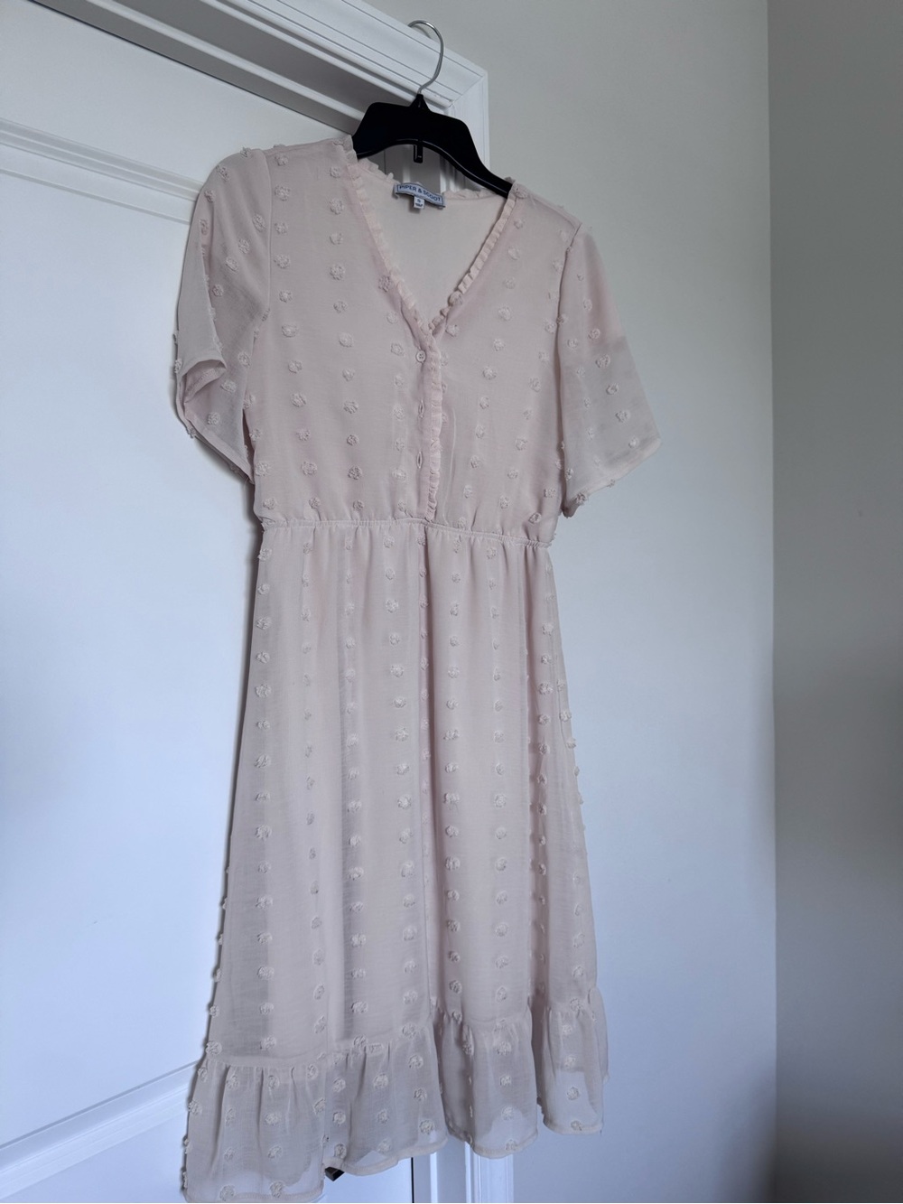 Piper and Scoot cream Swiss dot dress